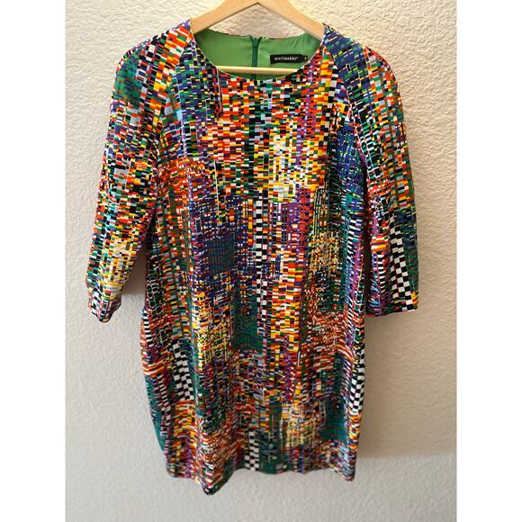 Marimekko Tirro Pixel Print Dress Sz 36 Colorful Abstract Scandinavian Dopamine - Picture 2 of 10